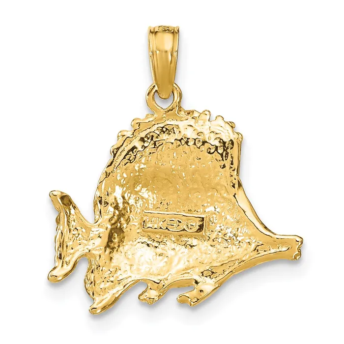 14k Yellow Gold Polished Engraved Fish Charm Goldia Charm Necklaces