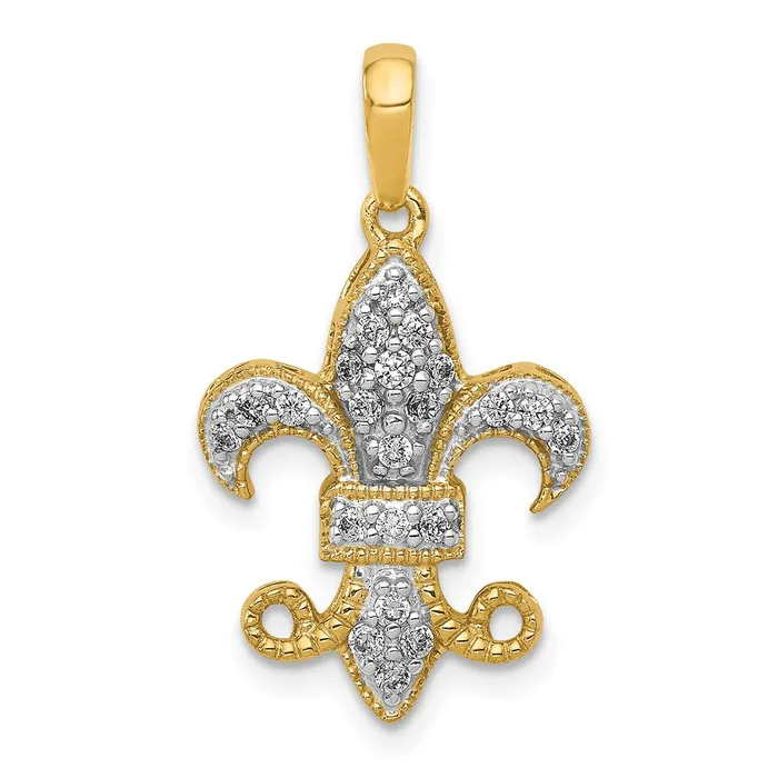14K Yellow Gold Real Diamond Fleur De Lis Pendant Goldia PreStyled Sets