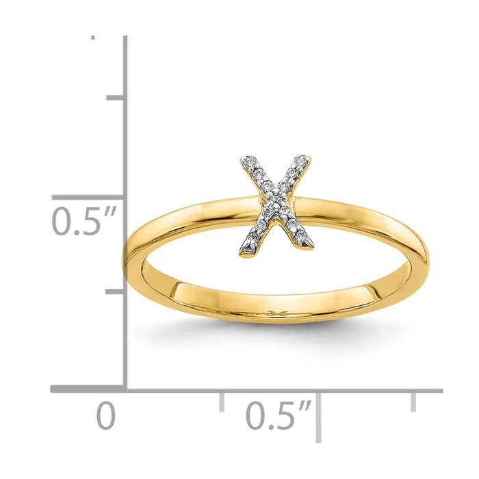 14k Yellow Gold Real Diamond Initial X Ring Goldiacom Rings