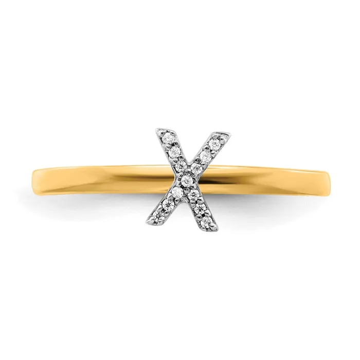 14k Yellow Gold Real Diamond Initial X Ring Goldiacom Rings