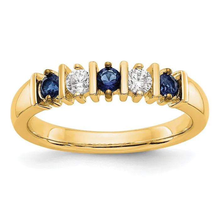 14k Yellow Gold Real Diamond wSapphire Band goldiaca Rings