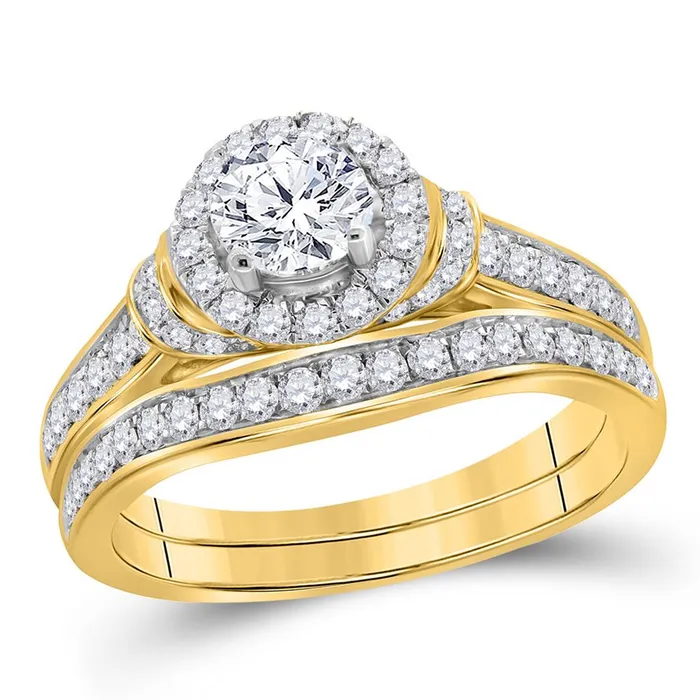 14k Yellow Gold Round Diamond Bridal Wedding Ring Set 1 Cttw gndatlanta Rings