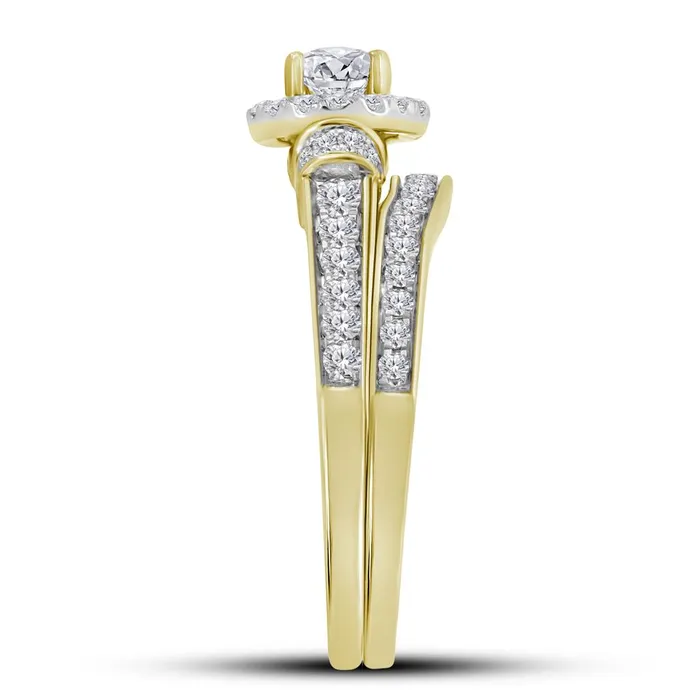 14k Yellow Gold Round Diamond Bridal Wedding Ring Set 1 Cttw gndatlanta Rings