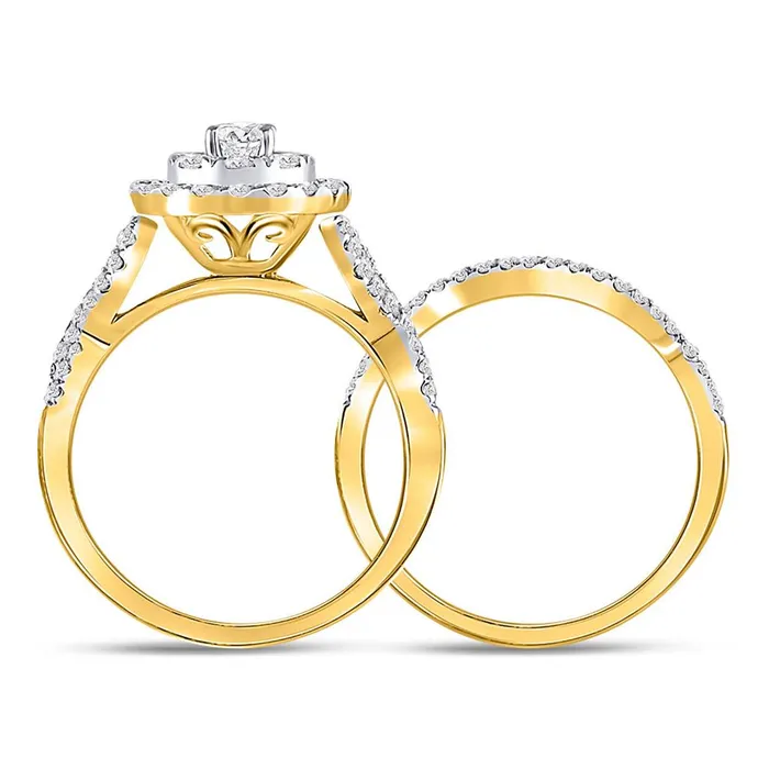 14k Yellow Gold Round Diamond Bridal Wedding Ring Set 1 Cttw gndatlanta Rings