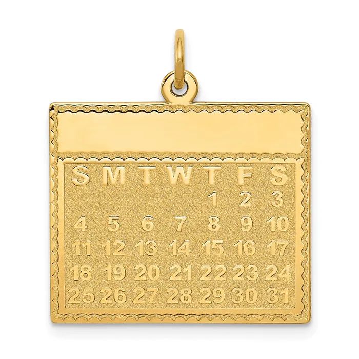 14k Yellow Gold Thursday the First Day Calendar Pendant Goldia Necklaces 14k Yellow Gold Thursday the First Day Calendar Pendant Goldia Necklaces