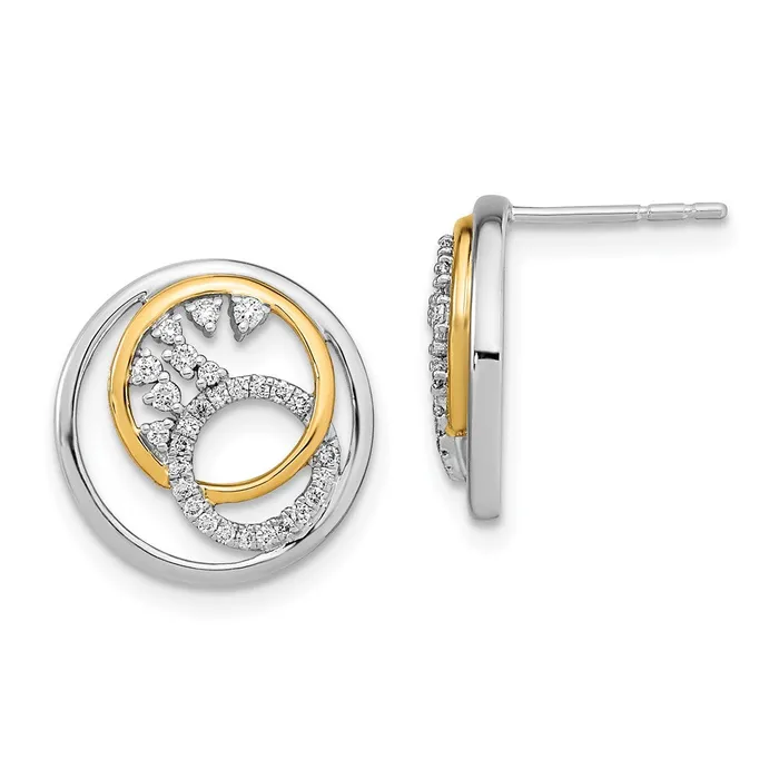 14k Yellow Gold Twotone Polished Real Diamond Circle Cluster Post Earrings Goldia Earrings 14k Yellow Gold Twotone Polished Real Diamond Circle Cluster Post Earrings Goldia Earrings