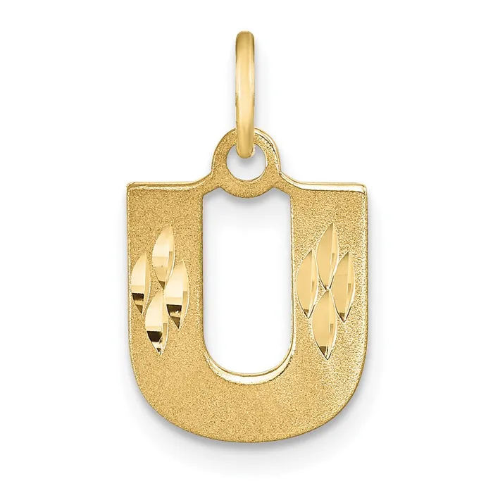 14k Yellow GoldY Satin Diamondcut Letter U Initial Charm Goldia Charm Necklaces 14k Yellow GoldY Satin Diamondcut Letter U Initial Charm Goldia Charm Necklaces