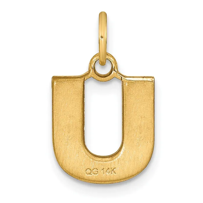 14k Yellow GoldY Satin Diamondcut Letter U Initial Charm Goldia Charm Necklaces