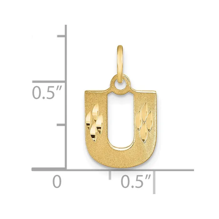 14k Yellow GoldY Satin Diamondcut Letter U Initial Charm Goldia Charm Necklaces