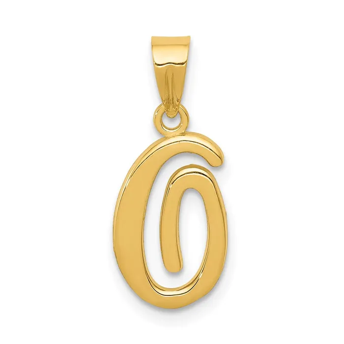 14k Yellow GoldY Script Letter O Initial Pendant Goldia Necklaces