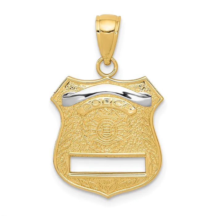 14k Yellow Rhodium Gold wRhodium Police Badge Pendant Goldia PreStyled Sets 14k Yellow Rhodium Gold wRhodium Police Badge Pendant Goldia PreStyled Sets