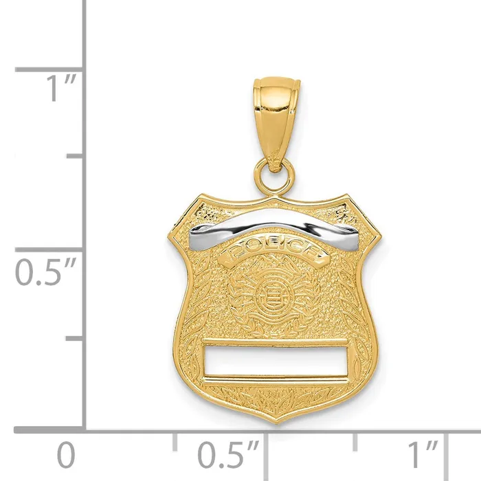 14k Yellow Rhodium Gold wRhodium Police Badge Pendant Goldia PreStyled Sets