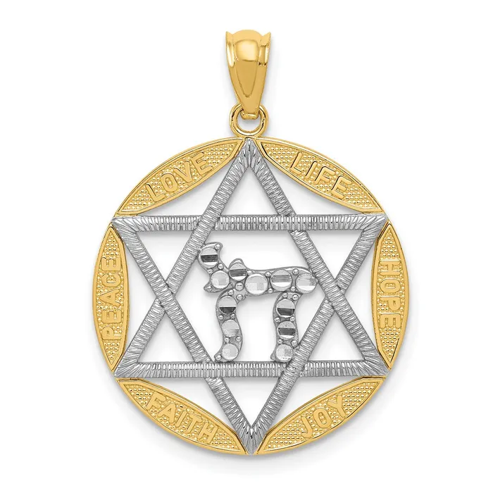 14k Yellow Rhodium Gold wRhodium Star of David wChai DC Circle Pendant Goldia Necklaces 14k Yellow Rhodium Gold wRhodium Star of David wChai DC Circle Pendant Goldia Necklaces