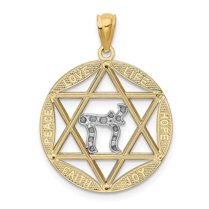 14k Yellow Rhodium Gold wRhodium Star of David wChai DC Circle Pendant Goldia Necklaces