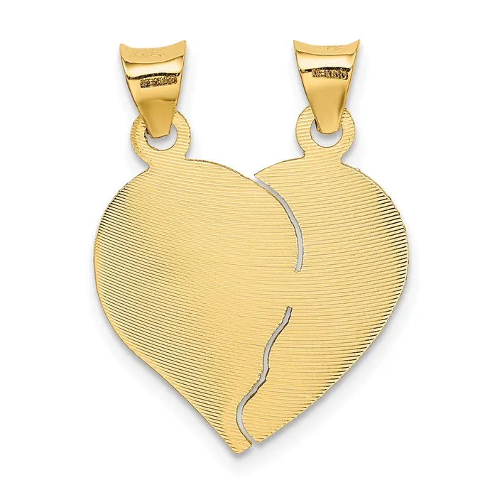 14k Yellow Rhodium Gold wRoseWhite Rhod Break Apart DC Heart and Circle Pendant Goldia Necklaces