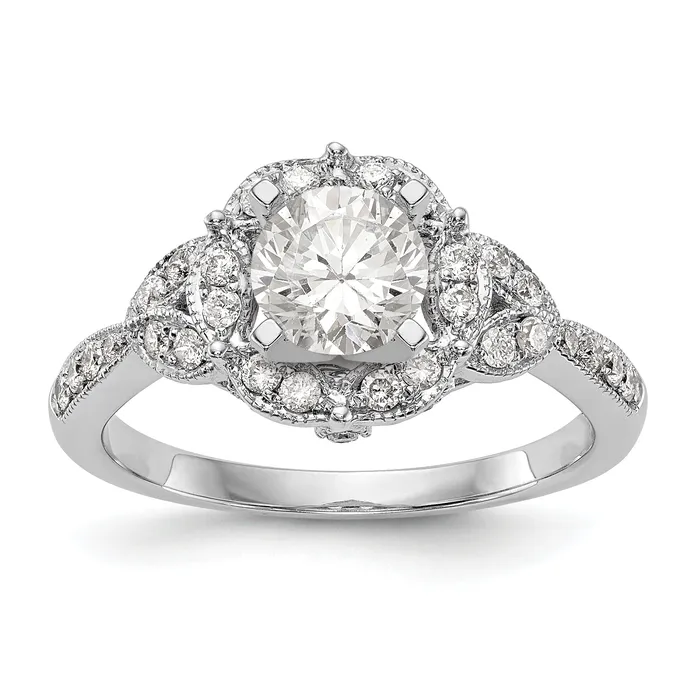 14KW Peg Set Simulated Diamond Round Halo Engagement Ring Goldiacom Rings 14KW Peg Set Simulated Diamond Round Halo Engagement Ring Goldiacom Rings