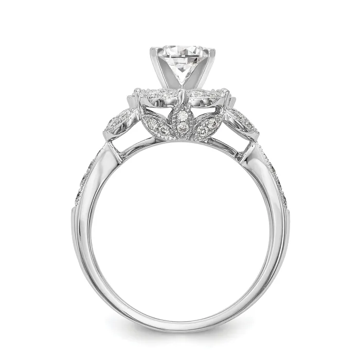 14KW Peg Set Simulated Diamond Round Halo Engagement Ring Goldiacom Rings