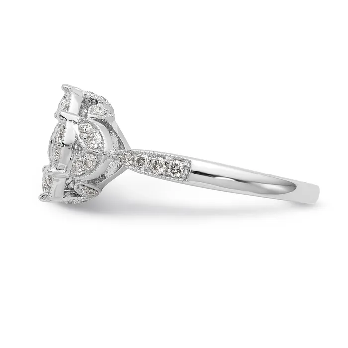 14KW Peg Set Simulated Diamond Round Halo Engagement Ring Goldiacom Rings