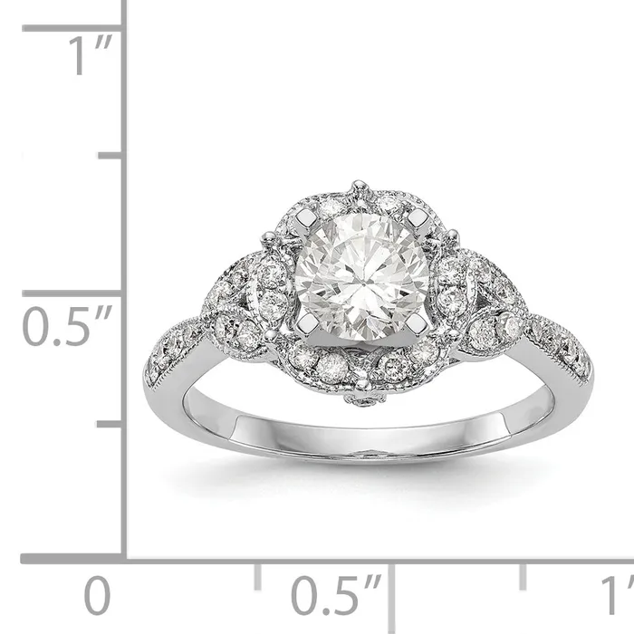 14KW Peg Set Simulated Diamond Round Halo Engagement Ring Goldiacom Rings