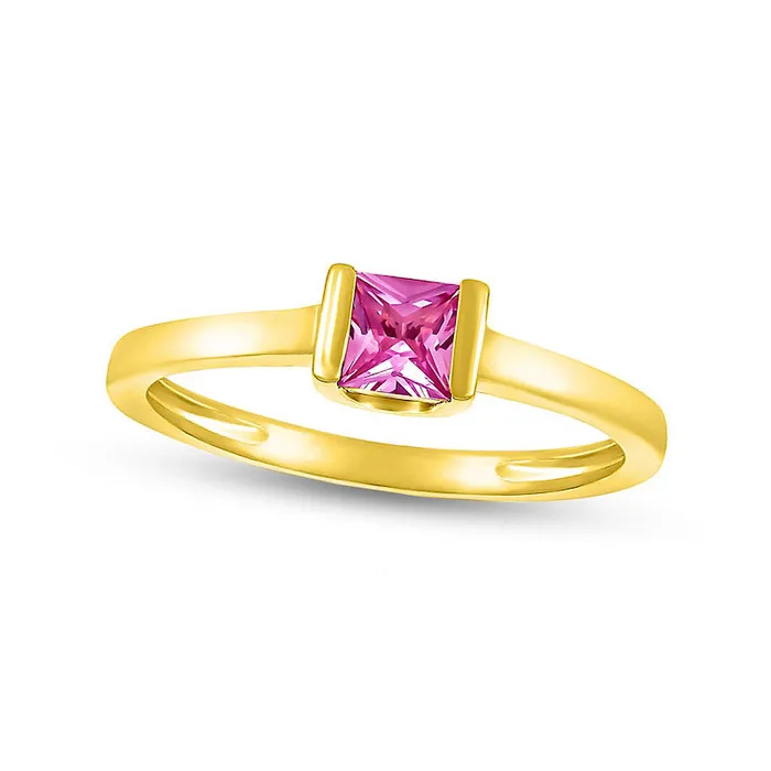 40mm PrincessCut Pink LabCreated Sapphire ChannelSet Ring in Solid 10K Yellow Gold Goldia Rings 40mm PrincessCut Pink LabCreated Sapphire ChannelSet Ring in Solid 10K Yellow Gold Goldia Rings