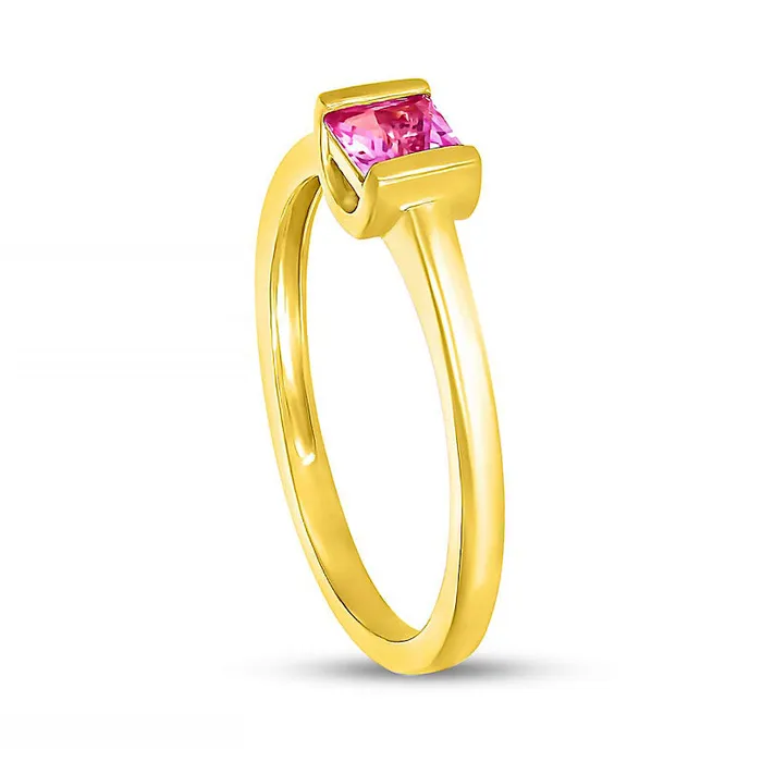 40mm PrincessCut Pink LabCreated Sapphire ChannelSet Ring in Solid 10K Yellow Gold Goldia Rings 40mm PrincessCut Pink LabCreated Sapphire ChannelSet Ring in Solid 10K Yellow Gold Goldia Rings