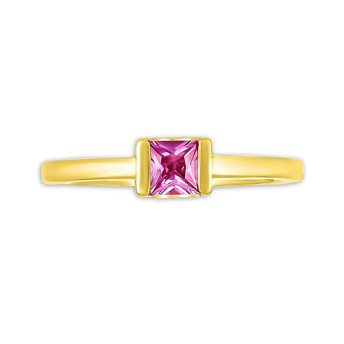 40mm PrincessCut Pink LabCreated Sapphire ChannelSet Ring in Solid 10K Yellow Gold Goldia Rings 40mm PrincessCut Pink LabCreated Sapphire ChannelSet Ring in Solid 10K Yellow Gold Goldia Rings