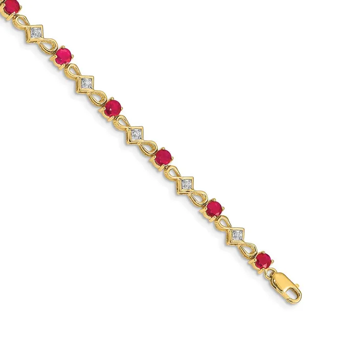Bracelets goldiaca 14k Yellow Gold Natural Diamond and Ruby Bracelet