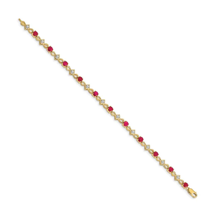 Bracelets goldiaca 14k Yellow Gold Natural Diamond and Ruby Bracelet