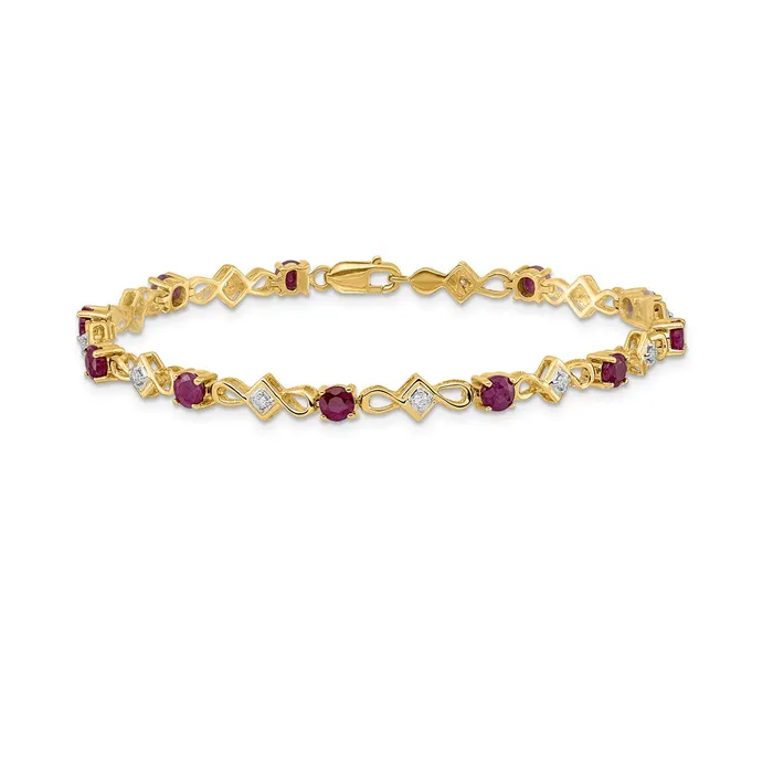 Bracelets goldiaca 14k Yellow Gold Natural Diamond and Ruby Bracelet