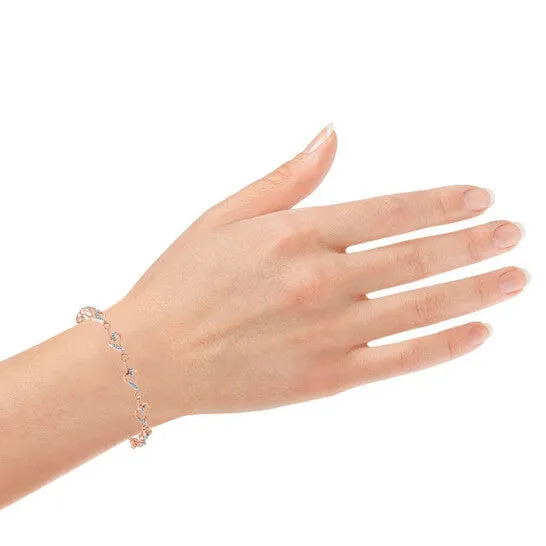 Bracelets JMS always Original Diamond Muse Rose Flash Plated Sterling Silver Prong Set Diamond Accent Abstract Heart Link Bracelet JK I3 Bracelets JMS always Original Diamond Muse Rose Flash Plated Sterling Silver Prong Set Diamond Accent Abstract Heart Link Bracelet JK I3
