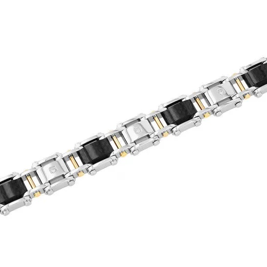 Bracelets Original Robert Alton 115CTW Diamond Stainless Steel with Yellow Finish Forged Carbon Fiber Mens Link Bracelet JMS always Bracelets Original Robert Alton 115CTW Diamond Stainless Steel with Yellow Finish Forged Carbon Fiber Mens Link Bracelet JMS always