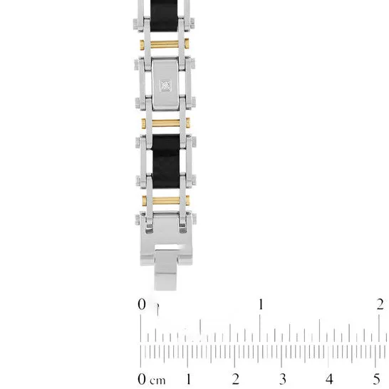 Bracelets Original Robert Alton 115CTW Diamond Stainless Steel with Yellow Finish Forged Carbon Fiber Mens Link Bracelet JMS always Bracelets Original Robert Alton 115CTW Diamond Stainless Steel with Yellow Finish Forged Carbon Fiber Mens Link Bracelet JMS always