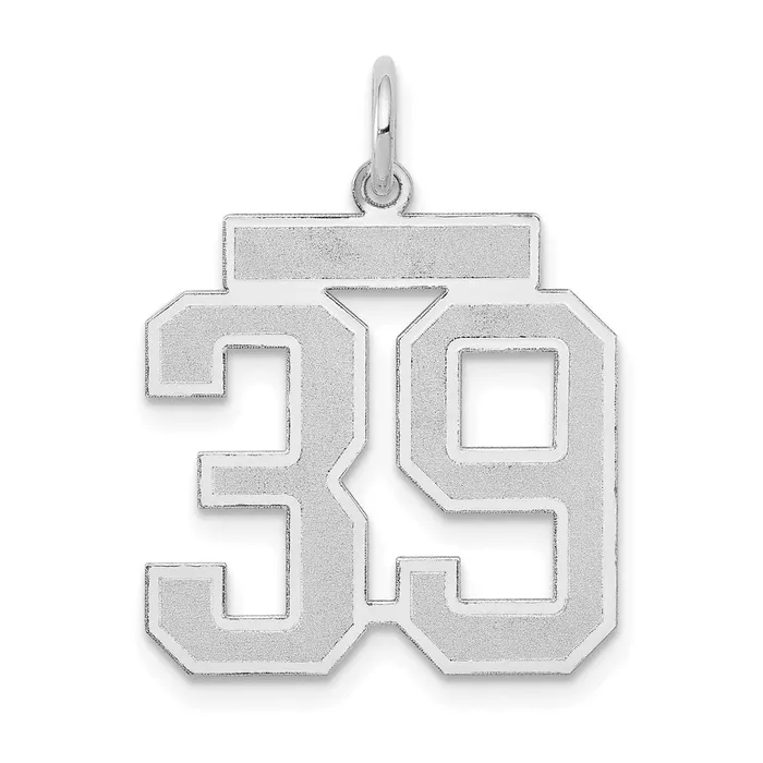 Charm Necklaces 14k White Goldw Medium Satin Number 39 Charm Goldia
