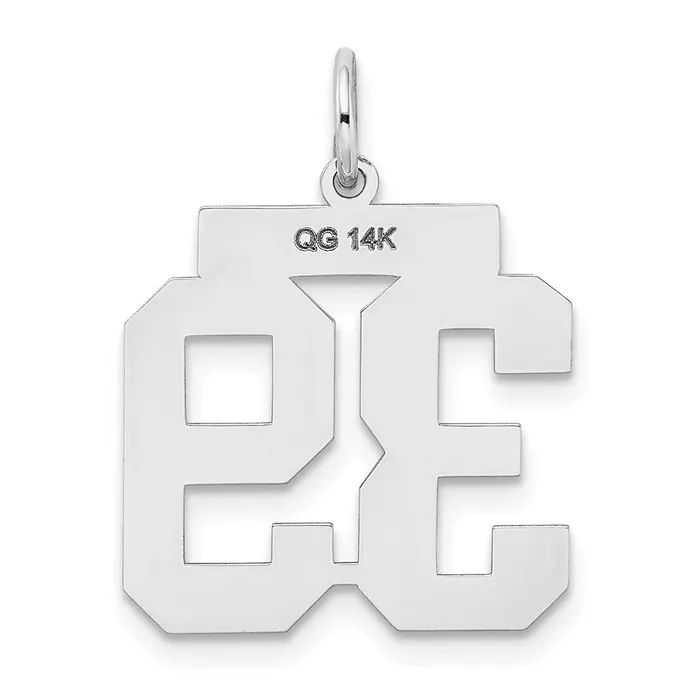 Charm Necklaces 14k White Goldw Medium Satin Number 39 Charm Goldia