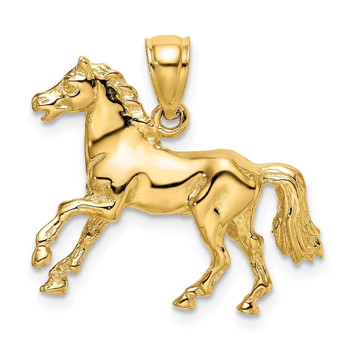 Charm Necklaces 14k Yellow Gold 3D Horse Charm Goldia