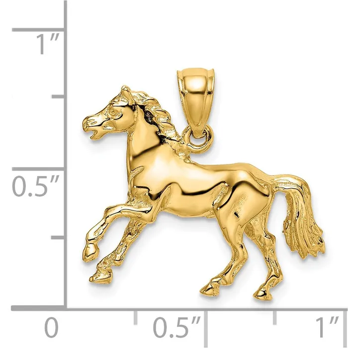 Charm Necklaces 14k Yellow Gold 3D Horse Charm Goldia