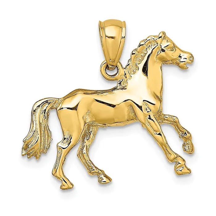 Charm Necklaces 14k Yellow Gold 3D Horse Charm Goldia