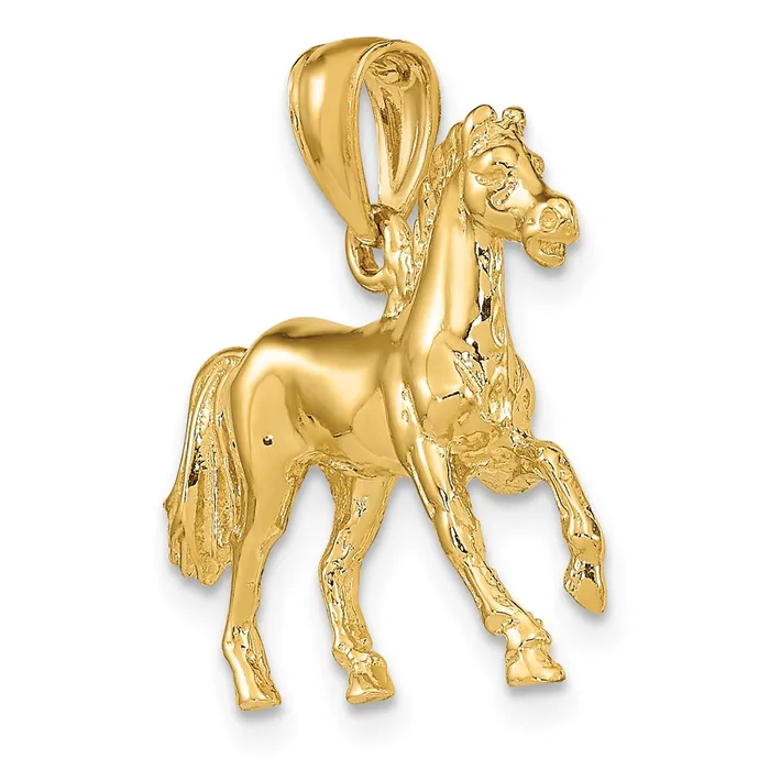 Charm Necklaces 14k Yellow Gold 3D Horse Charm Goldia