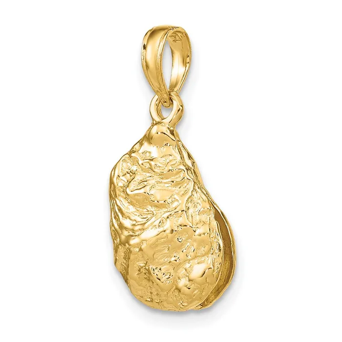 Charm Necklaces 14k Yellow Gold 3D Textured Oyster Shell Charm Goldia