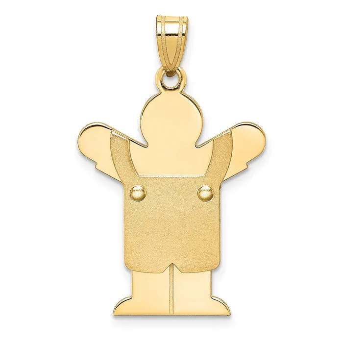 Charm Necklaces 14k Yellow Gold Solid Satin Engravable Boy wOveralls Charm Goldia Charm Necklaces 14k Yellow Gold Solid Satin Engravable Boy wOveralls Charm Goldia