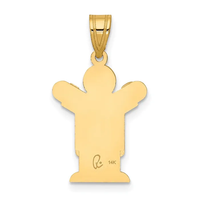 Charm Necklaces 14k Yellow Gold Solid Satin Engravable Boy wOveralls Charm Goldia