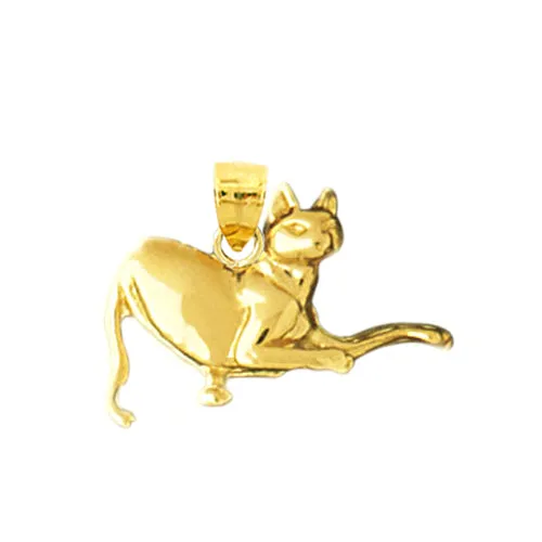 Charm Necklaces Goldia 14K Gold 20MM Feline Cat Charm