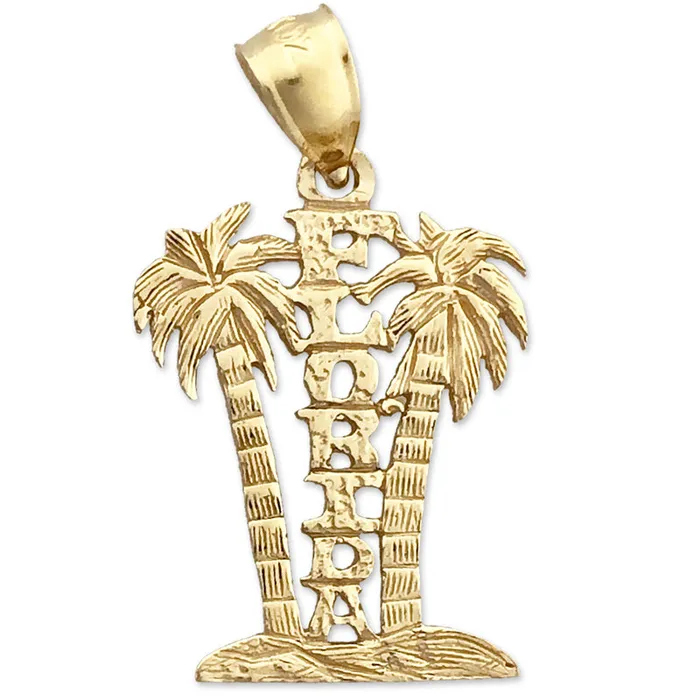 Charm Necklaces Goldia 14K Gold Florida with Palm Trees Charm
