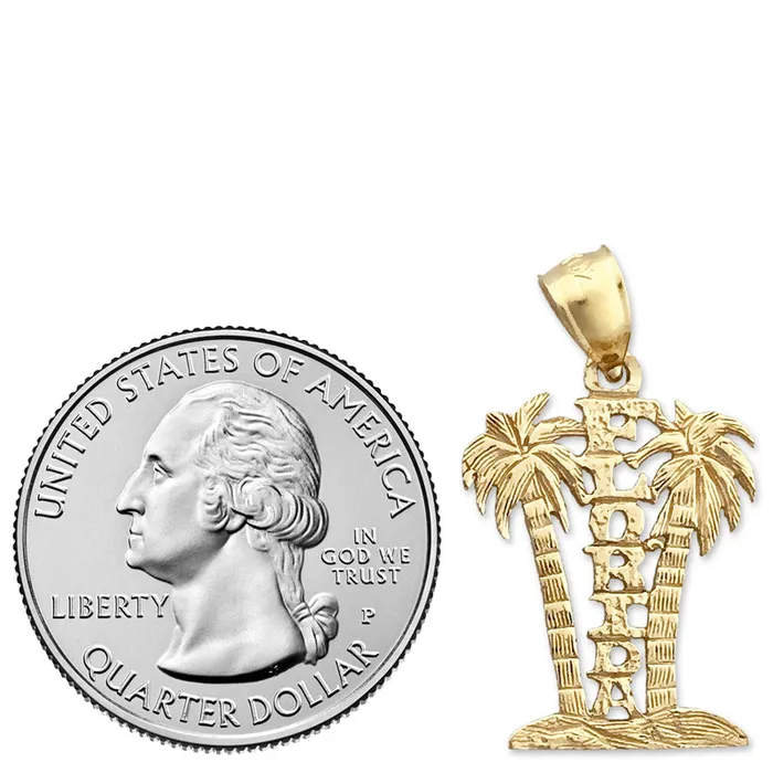 Charm Necklaces Goldia 14K Gold Florida with Palm Trees Charm