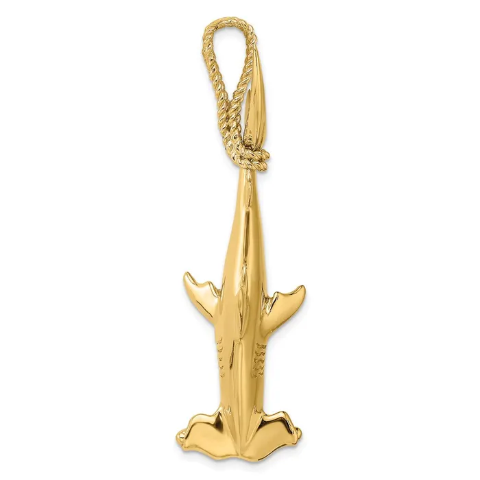 Charm Necklaces Goldia 14k Yellow Gold 3D Hammerhead Shark w Rope Bail Charm Charm Necklaces Goldia 14k Yellow Gold 3D Hammerhead Shark w Rope Bail Charm