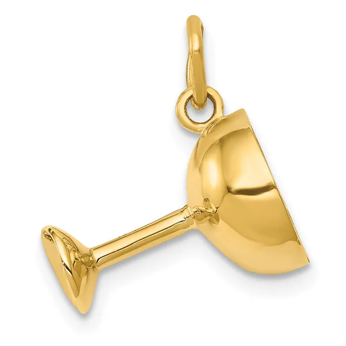 Charm Necklaces Goldia 14k Yellow Gold 3D Champagne Glass Charm