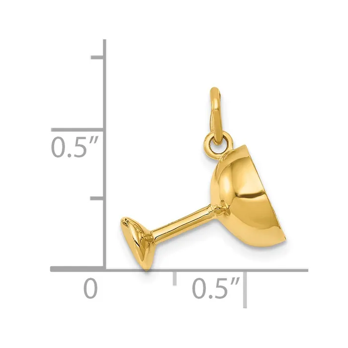 Charm Necklaces Goldia 14k Yellow Gold 3D Champagne Glass Charm