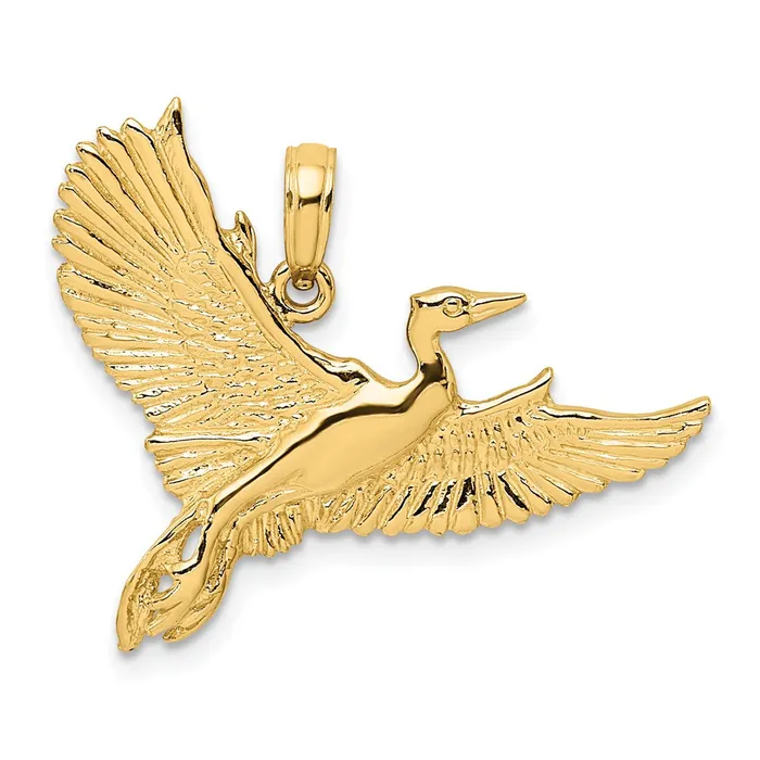 Charm Necklaces Goldia 14k Yellow Gold Flying Heron Bird Charm
