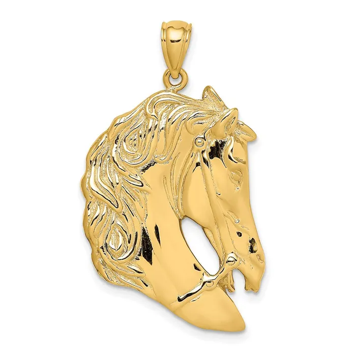 Charm Necklaces Goldia 14k Yellow Gold Horse Head wLong Mane Charm