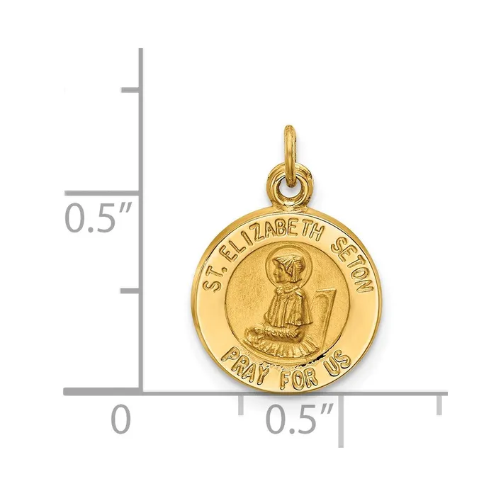 Charm Necklaces Goldia 14k Yellow Gold Saint Elizabeth Seton Medal Charm